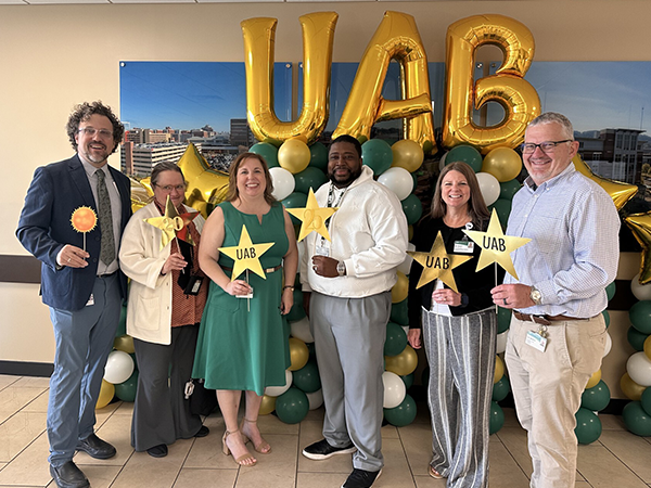 From left to right: Drs. John K. Moore, Jr., Lisa Sharlach, Patricia Drentea, Olivio Clay, Kristi Guest, and Joe March attending the UAB Service Awards.
